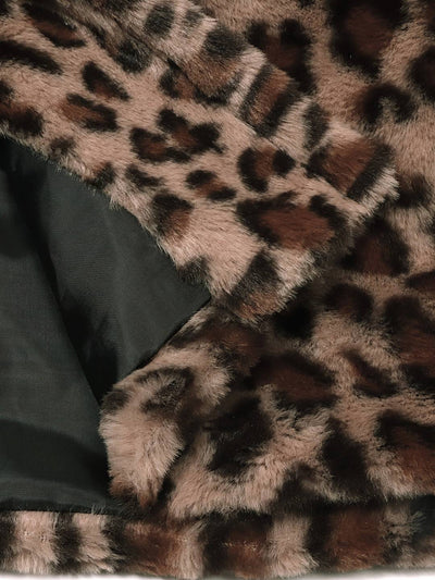Cocolii veste court femme léopard polaire molleton col revers manches longues décontracté manteau d'hiver chaud