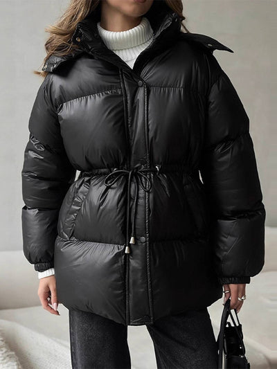 Cocolii mi-longue manteau doudoune femme hiver chaude imperméable à capuche col montant ample décontracté manteau