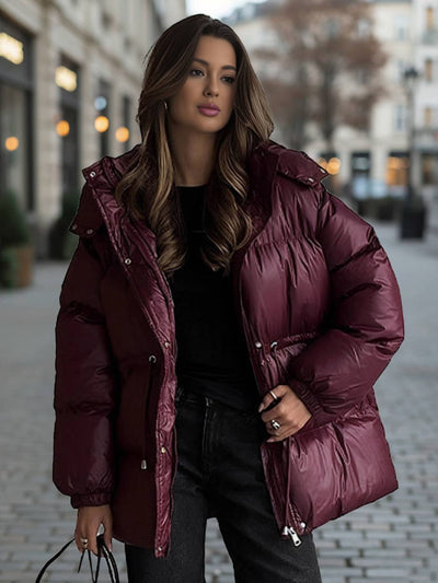 Cocolii mi-longue manteau doudoune femme hiver chaude imperméable à capuche col montant ample décontracté manteau