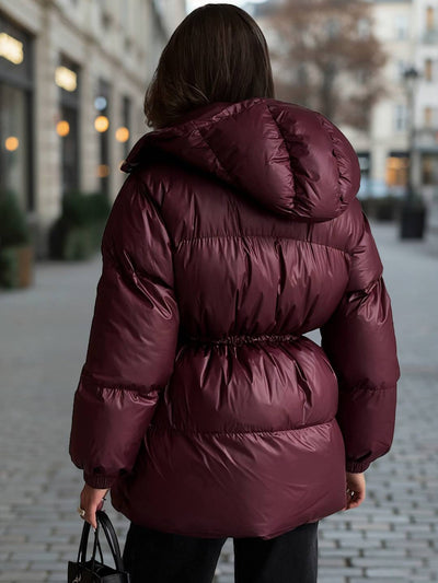 Cocolii mi-longue manteau doudoune femme hiver chaude imperméable à capuche col montant ample décontracté manteau