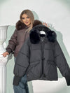 Cocolii doudoune femme fausse fourrure col poches col revers manches longues hiver chaude manteau matelassé veste