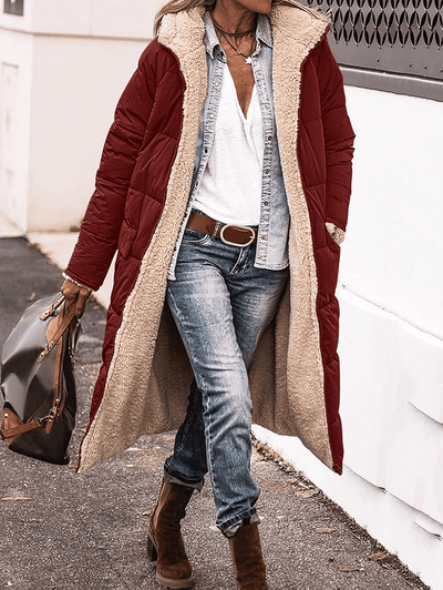 Cocolii longue doudoune manteau d'hiver à capuche poches fermeture éclair manches longues femme décontracté veste