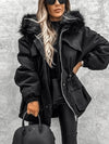 Cocolii mi-longue parka avec fausse fourrure col à capuche boutons poches fermeture éclair hiver femme oversized décontracté veste