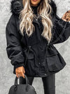 Cocolii mi-longue parka avec fausse fourrure col à capuche boutons poches fermeture éclair hiver femme oversized décontracté veste