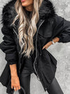 Cocolii mi-longue parka avec fausse fourrure col à capuche boutons poches fermeture éclair hiver femme oversized décontracté veste