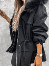 Cocolii mi-longue parka avec fausse fourrure col à capuche boutons poches fermeture éclair hiver femme oversized décontracté veste