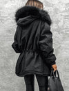 Cocolii mi-longue parka avec fausse fourrure col à capuche boutons poches fermeture éclair hiver femme oversized décontracté veste