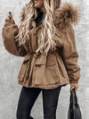 Cocolii mi-longue parka avec fausse fourrure col à capuche boutons poches fermeture éclair hiver femme oversized décontracté veste