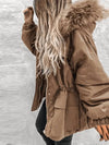 Cocolii mi-longue parka avec fausse fourrure col à capuche boutons poches fermeture éclair hiver femme oversized décontracté veste