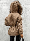 Cocolii mi-longue parka avec fausse fourrure col à capuche boutons poches fermeture éclair hiver femme oversized décontracté veste