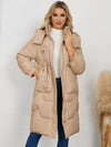 Cocolii longue manteau doudoune unicolore col montant fermeture éclair boutonnage poches femme élégant décontracté veste