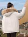 Cocolii parka à capuche fermeture éclair poches manches longues femme élégant décontracté ample casual hiver manteau