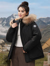 Cocolii parka à capuche fermeture éclair poches manches longues femme élégant décontracté ample casual hiver manteau