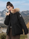 Cocolii parka à capuche fermeture éclair poches manches longues femme élégant décontracté ample casual hiver manteau