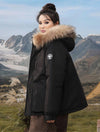 Cocolii parka à capuche fermeture éclair poches manches longues femme élégant décontracté ample casual hiver manteau