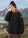 Cocolii parka à capuche fermeture éclair poches manches longues femme élégant décontracté ample casual hiver manteau