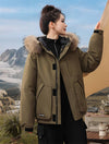 Cocolii parka à capuche fermeture éclair poches manches longues femme élégant décontracté ample casual hiver manteau