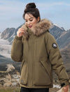 Cocolii parka à capuche fermeture éclair poches manches longues femme élégant décontracté ample casual hiver manteau