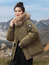 Cocolii parka à capuche fermeture éclair poches manches longues femme élégant décontracté ample casual hiver manteau