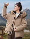 Cocolii parka à capuche fermeture éclair poches manches longues femme élégant décontracté ample casual hiver manteau