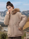 Cocolii parka à capuche fermeture éclair poches manches longues femme élégant décontracté ample casual hiver manteau