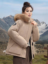 Cocolii parka à capuche fermeture éclair poches manches longues femme élégant décontracté ample casual hiver manteau