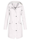 Cocolii mi-longue parka à capuche unicolore fermeture éclair boutonnage poches manches longues femme décontracté manteau