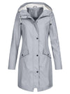 Cocolii mi-longue parka à capuche unicolore fermeture éclair boutonnage poches manches longues femme décontracté manteau