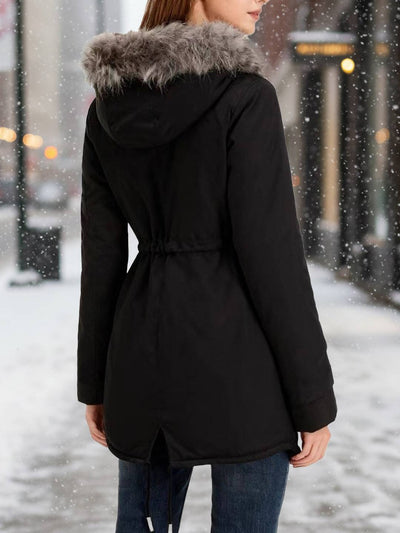Cocolii mi-longue parka femme intérieur fourrure chaude à capuche fourrure amovible décontracté oversized hiver blouson