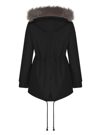 Cocolii mi-longue parka femme intérieur fourrure chaude à capuche fourrure amovible décontracté oversized hiver blouson