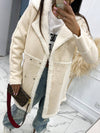 Cocolii mi-longue manteau aviateur en suedine intérieur polaire double boutonnage col revers femme oversized hiver veste