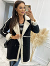 Cocolii mi-longue manteau aviateur en suedine intérieur polaire double boutonnage col revers femme oversized hiver veste