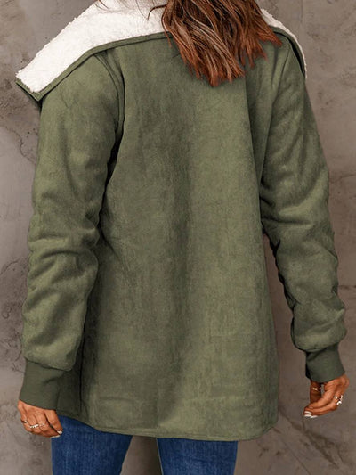 Cocolii manteau en suedine poches manches longues femme casual mode décontracté hiver veste