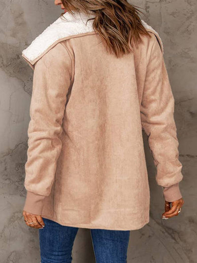 Cocolii manteau en suedine poches manches longues femme casual mode décontracté hiver veste