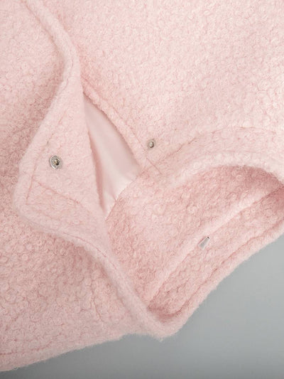 Cocolii manteau boutonnage poches col montant épaule tombante femme élégant décontracté doux hiver veste