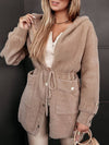 Cocolii mi-longue manteau à capuche fermeture éclair poches manches longues femme élégant décontracté mode casual blouson