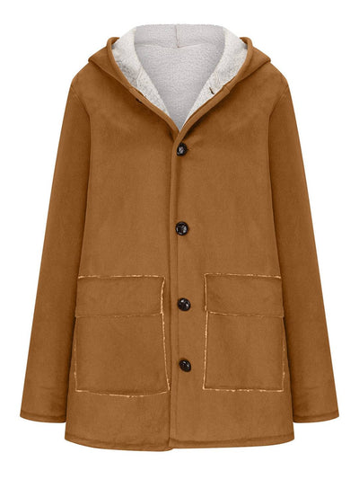 Cocolii mi-longue manteau hiver femme chaud doublé polaire et daim à capuche décontracté oversized veste