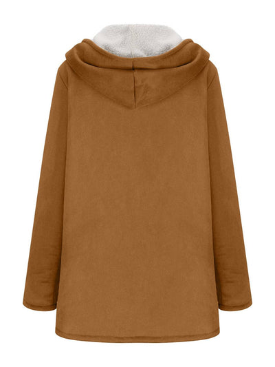 Cocolii mi-longue manteau hiver femme chaud doublé polaire et daim à capuche décontracté oversized veste