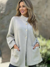 Cocolii mi-longue cape manteau femme en polaire boutonnage manches longues décontracté oversized hiver poncho blouson