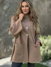 Cocolii mi-longue cape manteau femme en polaire boutonnage manches longues décontracté oversized hiver poncho blouson