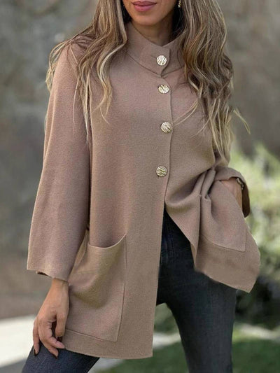 Cocolii mi-longue cape manteau femme en polaire boutonnage manches longues décontracté oversized hiver poncho blouson
