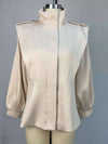 Cocolii trench-coat veste court péplum col montant boutonnage manches longues femme élégant décontracté blouson