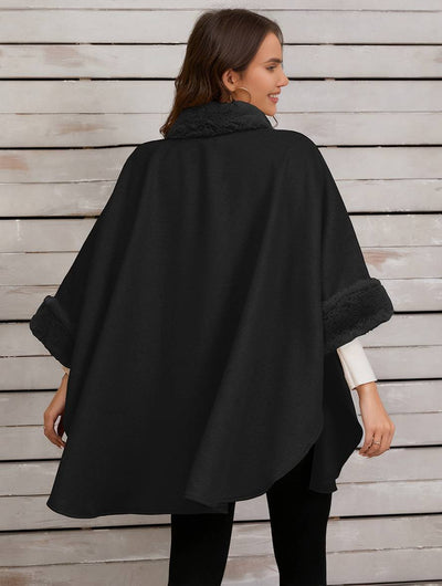 Cocolii mi-longue poncho manteau femme irrégulière boutons manches chauve souris femme élégant décontracté oversized veste