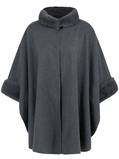 Cocolii mi-longue poncho manteau femme irrégulière boutons manches chauve souris femme élégant décontracté oversized veste