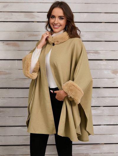 Cocolii mi-longue poncho manteau femme irrégulière boutons manches chauve souris femme élégant décontracté oversized veste