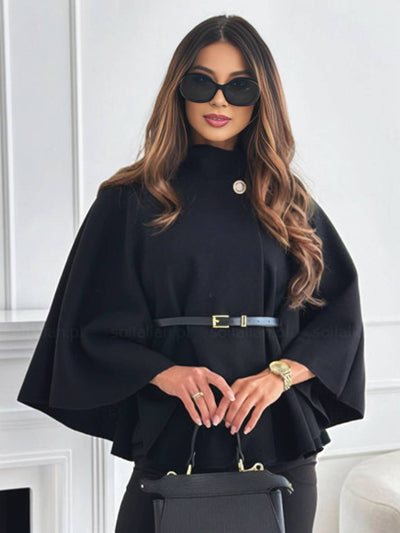 Cocolii court poncho manteau femme boutons ceinture manches chauve souris femme élégant décontracté ample veste