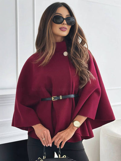 Cocolii court poncho manteau femme boutons ceinture manches chauve souris femme élégant décontracté ample veste