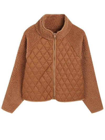 Cocolii manteau polaire col montant manches raglan manches longues fermeture éclair poches femme décontracté veste