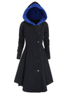 Cocolii mi-longue manteau à capuche boutonnage manches longues femme élégant décontracté mode halloween noël cape