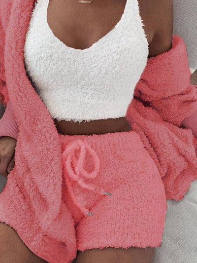 Cocolii ensembles de pyjama courte en polaire 3 pièces femme d'intérieur